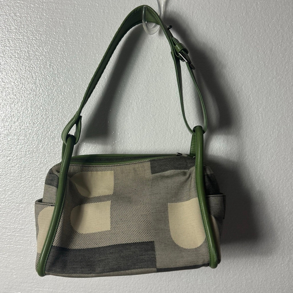 BALLY Handbags - Bally Rare Canvas and Leather l Shoulder Bag Green and Beige with Logo print